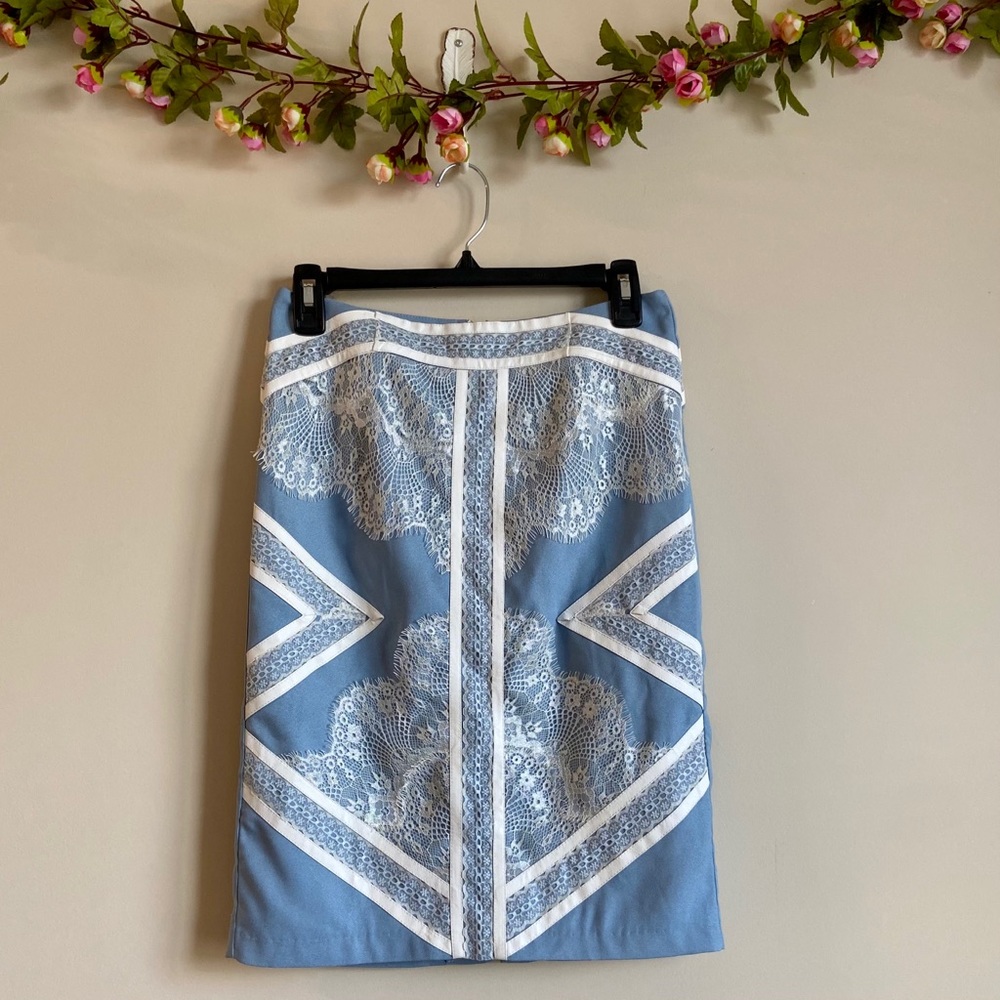 Endless Rose blue lace pencil skirt faux leather - Picture 4 of 11